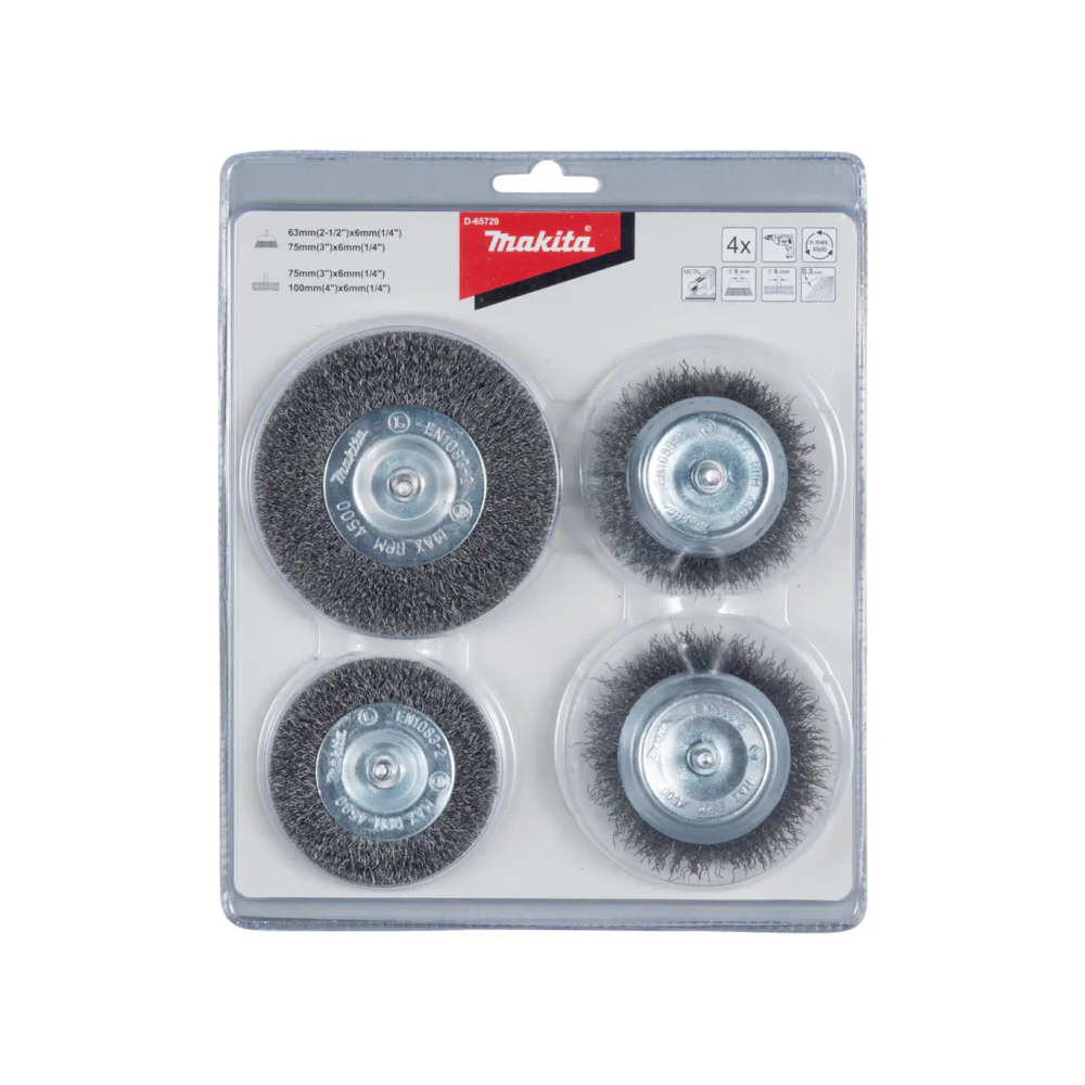 Makita - 4-dijelni set kružnih čeličnih četki 63-100mm D-65729 slika 1