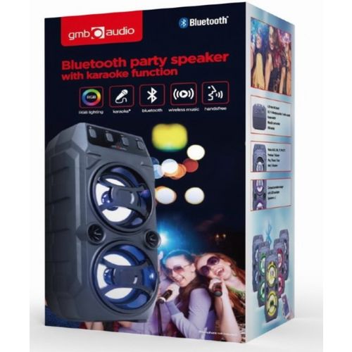 SPK-BT-13 Gembird Portable Bluetooth karaoke speaker 2x5W, FM, USB, SD, MIC 6,35mm, LED,black slika 4
