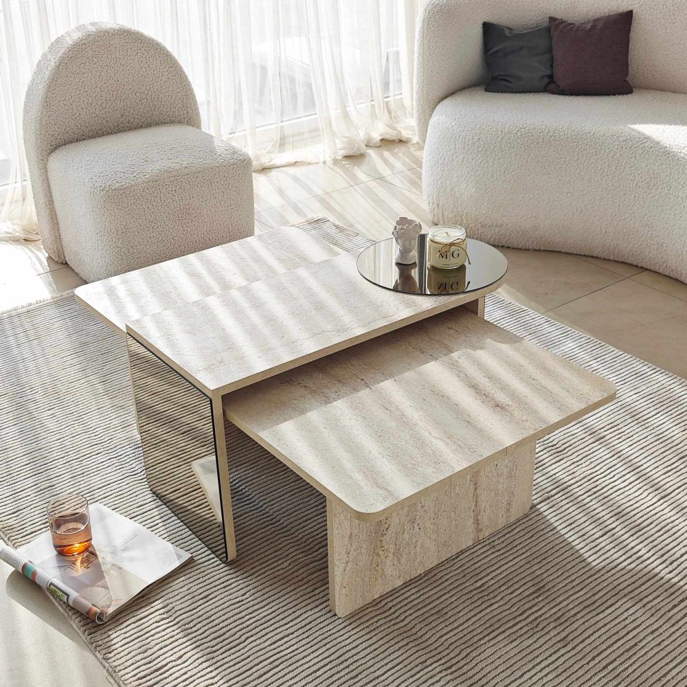 Nesting stol Luna, boje: Travertin, Bronze (2 komada) slika 3