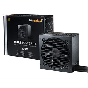be quiet! BN293 PURE POWER 11 500W, 80 PLUS Gold efficiency (up to 92%), Two strong 12V-rails, Silence-optimized 120mm be quiet! fan, Multi-GPU support with two PCIe connectors