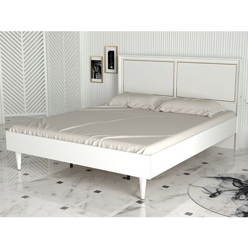 Woody Fashion Dvostruki krevet, Bijela boja Zlato, Ravenna - White slika 1
