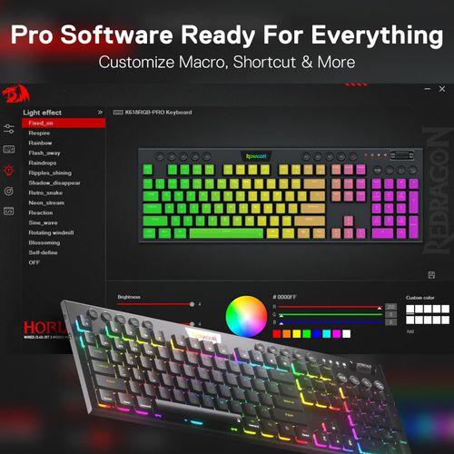 KEYBOARD - REDRAGON HORUS PRO K618RGB-PRO WIRED & 2.4G & BT RED SWITCH slika 6