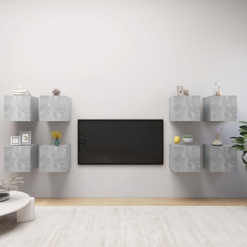 Zidni TV ormarići 8 kom siva boja betona 30,5 x 30 x 30 cm slika 1