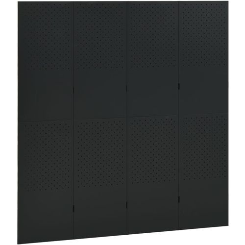 Sobna pregrada s 4 panela crna 160 x 180 cm čelična slika 9