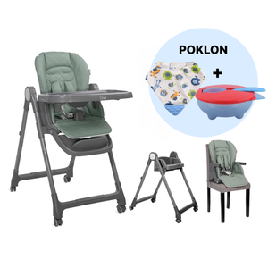 Lorelli Hranilica Chef 3U1, Green Leather + POKLON Siperak i zdjelica za bebe