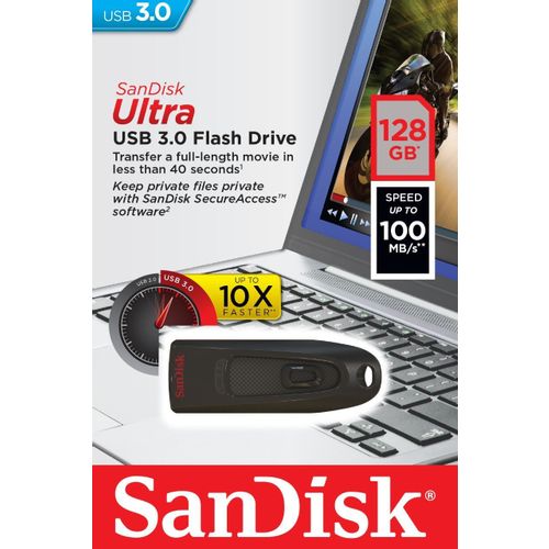 SanDisk Ultra USB Memorijska Stick 128GB USB 3.0 Crna slika 2