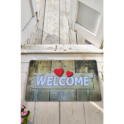 Pvc Wooden Heart  Multicolor Pvc Doormat slika 1