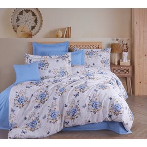 Set posteljine Aylin Blue White Brown Ranforce za jednu osobu
