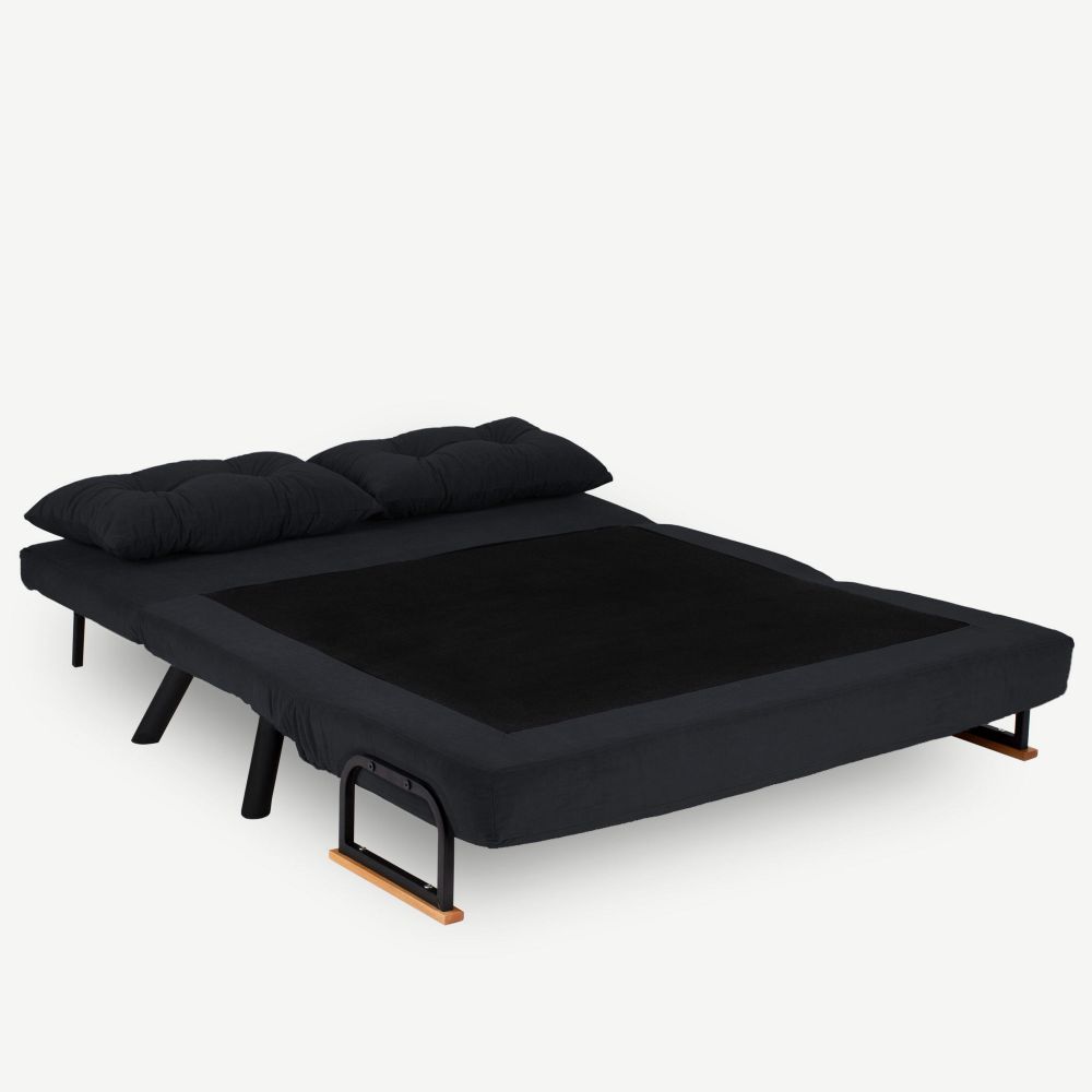 Sando 2-Seater - Crni dvosjed koji se pretvara u krevet slika 4