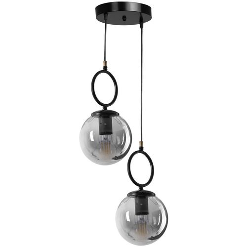 Morino 2 Li Tepsili Füme Camlı Siyah Sarkıt Black Chandelier slika 1