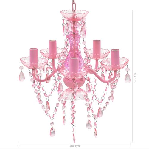 Kristalna svjetiljka s 5 žarulja ružičasta slika 30