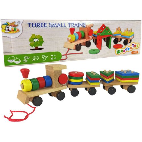 Montessori drveni vlakić s dva odvojiva vagona i šarenim blokovima slika 1