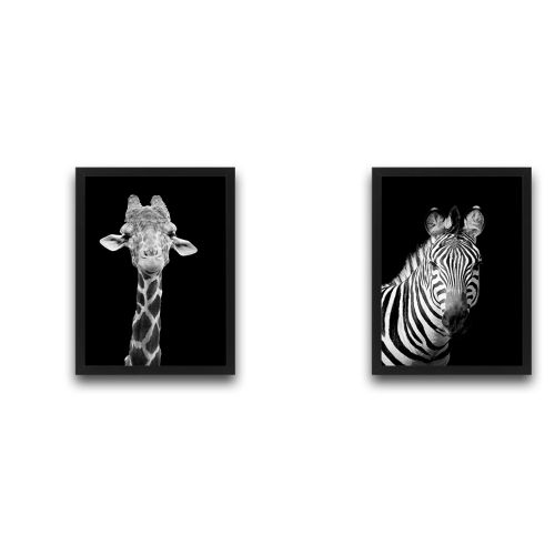 Wallity Uokvirena slika (2 komada), Zebra Giraffe Set slika 2