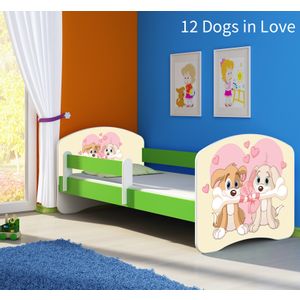 Dječji krevet ACMA s motivom, bočna zelena 160x80 cm 12-dogs-in-love