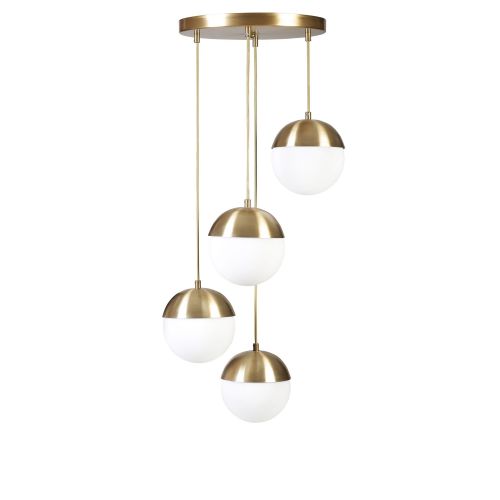 Eskitme Beyaz Camlı 4 Lü Tepsili Sarkıt - GoldWhite Chandelier slika 2