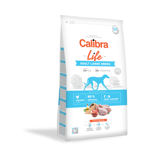 Calibra Dog Life Adult Large Breed Chicken, potpuna i uravnotežena superpremium hipoalergena dehidrirana hrana za odrasle pse velikih pasmina (preko 30 kg), 12 kg slika 1