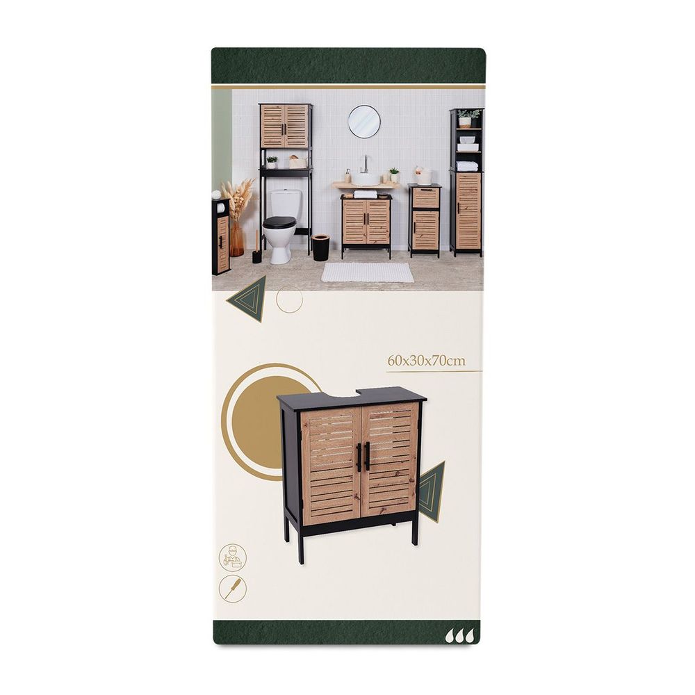 Tendance kupatilski ormarić sa 2 vrata i policom Bergen 60X30X70Cm Mdf Crno Wood 9900763 slika 4