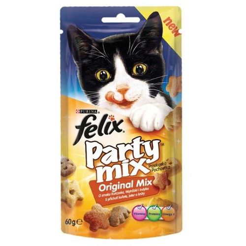 Felix Party Mix Original, poslastica s okusom piletine, jetrice i puretine, 60g slika 1