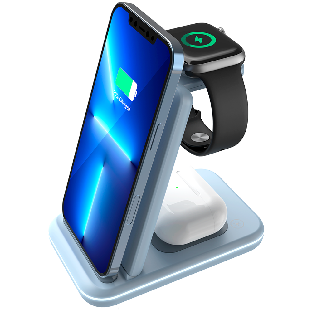 CANYON wireless charger WS-304 15W 3in1 Blue slika 1