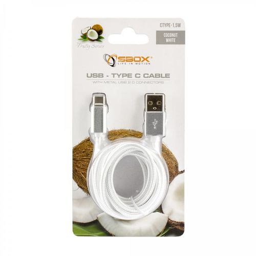 SBOX kabel USB->TYPE C M/M 1,5M Fruity bijeli slika 2