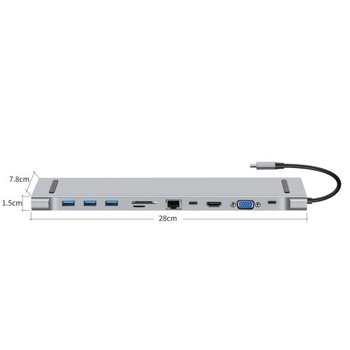 Type C HUB 11u1 4K-HDMI VGA USB-C PD SD/TF US slika 2