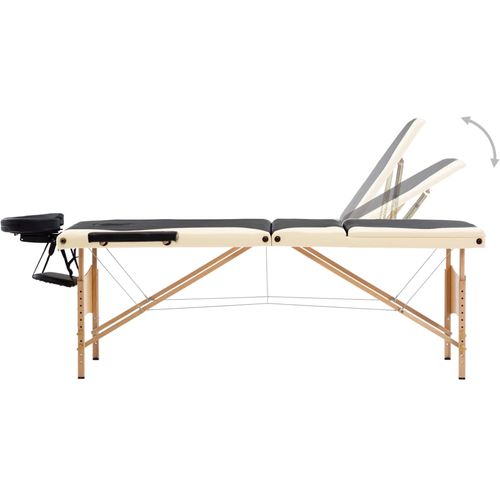 Sklopivi masažni stol s 3 zone drveni crno-bež slika 17