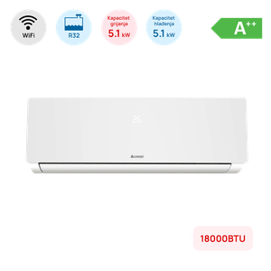 Klima Chigo 18000BTU, 5.1kW, A++, R32, -25°C ~ 50°C, s grijačem, WiFi, bijela