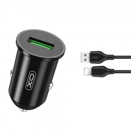 XO TZ12 Car charger QC3.0 18W + Lightning Cable 1m slika 1