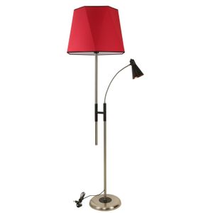 Forza Mat Krom Lambader Altıgen Kırmızı Abajurlu Red Floor Lamp