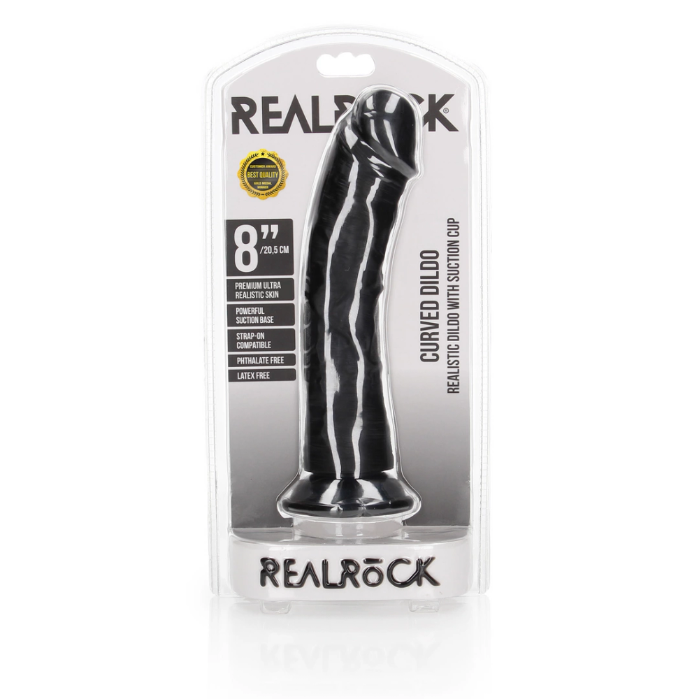 Zakrivljeni realistični dildo RealRock by Shots s vakuumskom čašicom - 8 / 20,5 cm slika 2
