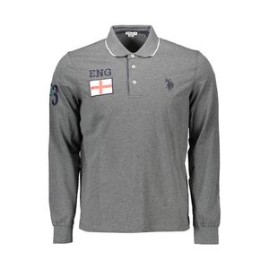 US POLO SHIRT LONG SLEEVE MEN'S GRAY