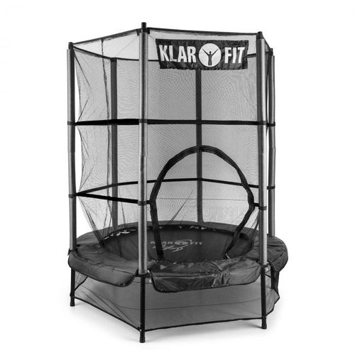 KLARFIT ROCKETKID, Crni, 140 cm, trampolin, sigurnosna mreža, bungee opruge slika 1