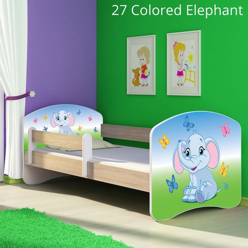 Dječji krevet ACMA s motivom, bočna sonoma 140x70 cm 27-colored-elephant slika 1