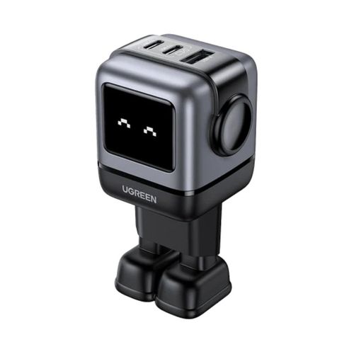 Kućni punjač UGREEN Robot, 65W, 2x USB-C, USB-A, GaN, sivo crni slika 1