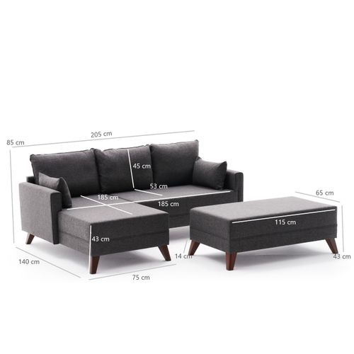 Bella Mini Corner Sofa Left - Anthracite Anthracite Corner Sofa-Bed slika 8