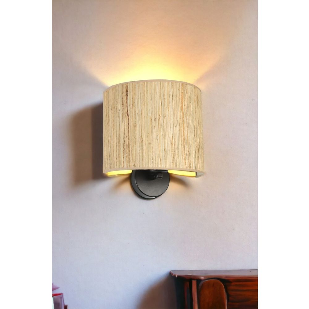 Bambu 010 Abajurlu Oval Aplik Oak Black Zidna Lampa slika 2