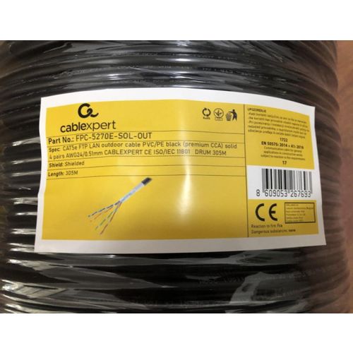 FPC-5270E-SOL-OUT Gembird, FTP cat.5E Outdoor, solid 24AWG, 0.51mm PREMIUM CCA kotur pun presek 305m slika 1