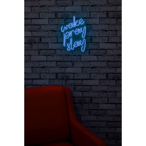 Wallity Ukrasna plastična LED rasvjeta, Wake Pray Slay - Blue slika 2