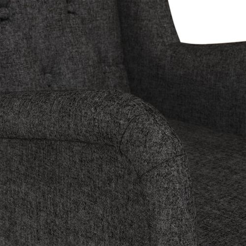 Fotelja s nogama za ljuljanje od kaučukovca crna od tkanine slika 7