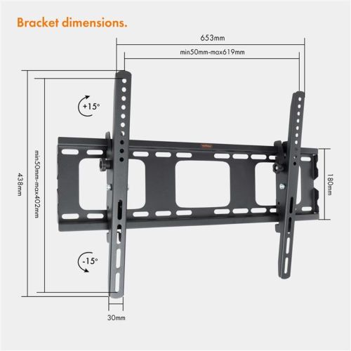 VonHaus 32-70 '' tilt TV wall mount up to 75kg, Amazon best seller slika 5