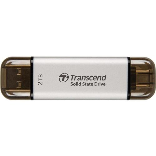 Transcend TS2TESD310S 2TB, Portable SSD, ESD310, USB 3.1 Gen 2, USB Type-A/USB Type-C, Write up to 950 MB/s, Read up to 1050 MB/s, Silver slika 1