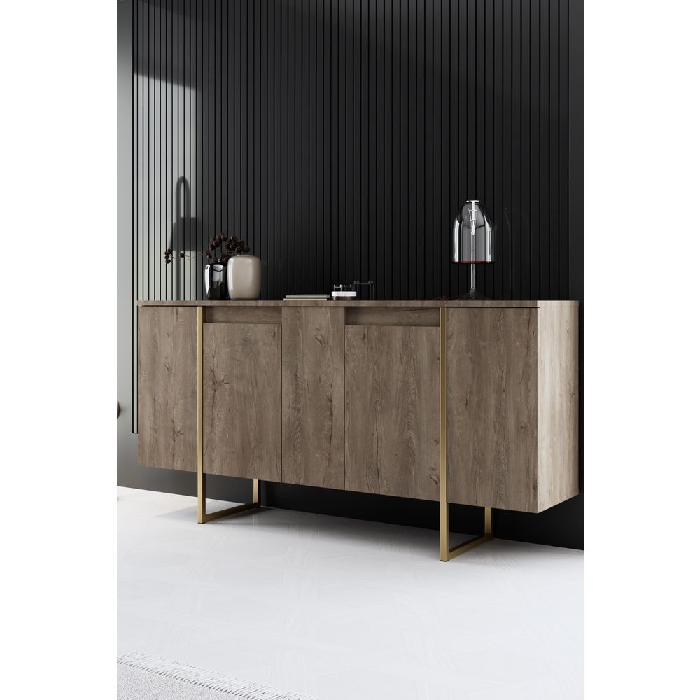 Luxe - Set Namještaja za Dnevni Boravak u Orah i Zlatnoj Boji slika 3