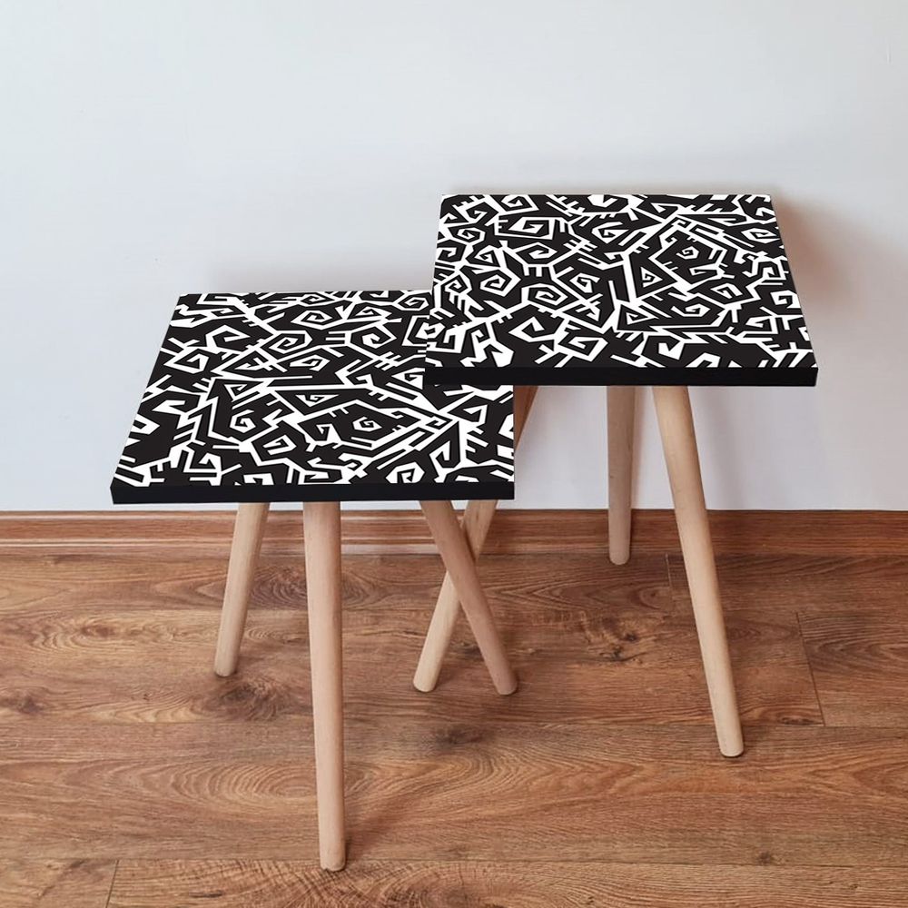 Nesting stolovi 2Shp377 - (2 komada) - boje: bijela, crna slika 1