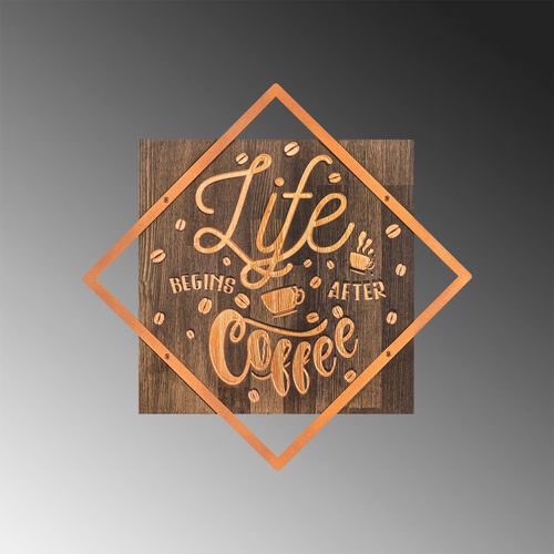 Wallity Drvena zidna dekoracija, Life Begins After Coffee - Copper slika 4