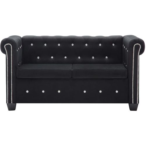 Chesterfield sofa za dvoje s baršunastom presvlakom 146 x 75 x 72 cm crna slika 51