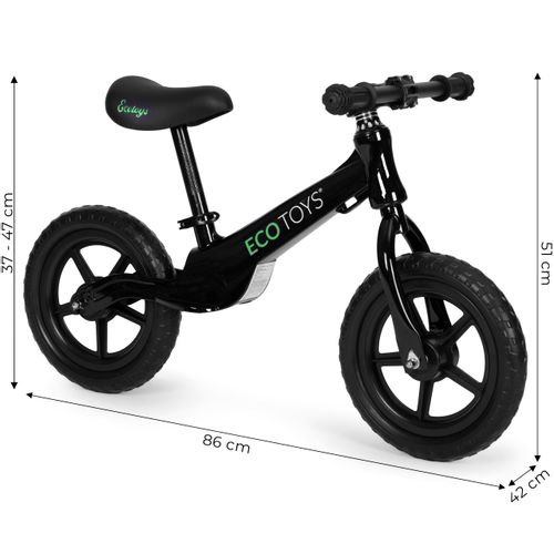 ecotoys dječji bicikl guralica bez pedala - crni slika 6