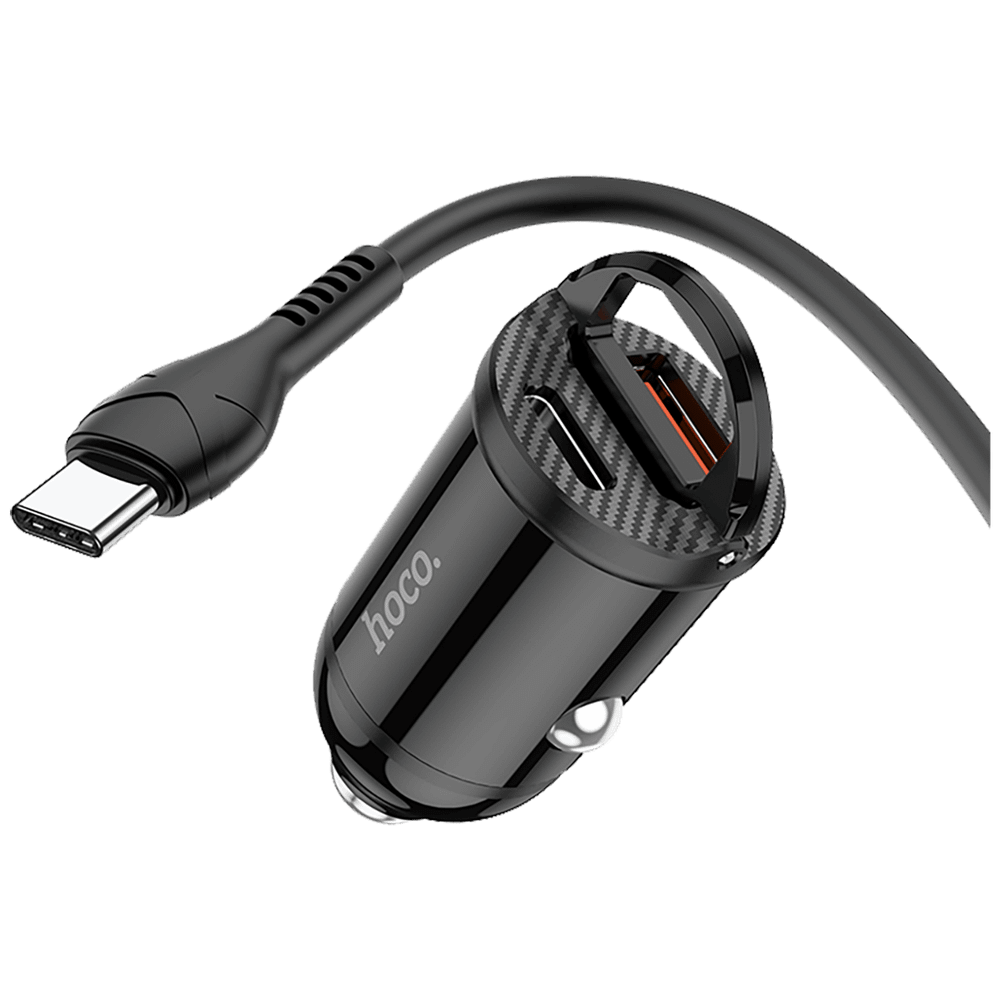 hoco. Auto punjač sa type C kabelom, PD + QC3.0, 2 x USB, 4.8 A - NZ2 Link, type C, Black slika 5