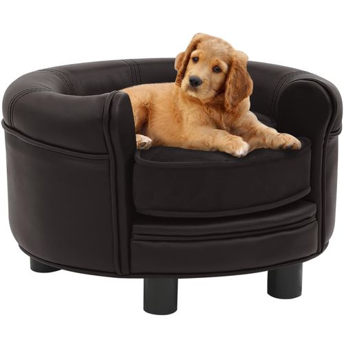 Sofa za pse smeđa 48 x 48 x 32 cm od pliša i umjetne kože slika 34