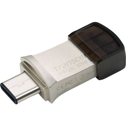Transcend TS64GJF890S USB 64GB JetFlash 890S, USB3.1, USB Type-C, OTG, 90/30 MB/s, Metalic, Ultra slim, Silver slika 1