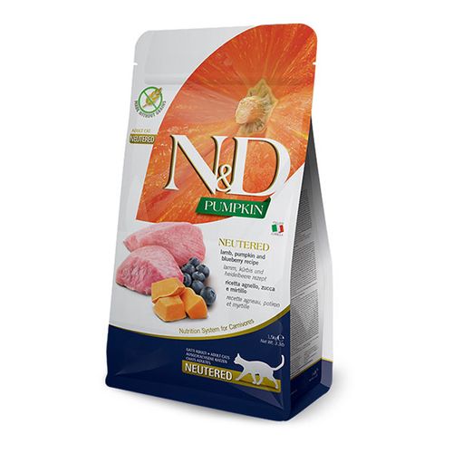 N&D Cat Pumpkin Neutered Jagnjetina i Borovnica 1.5kg slika 1